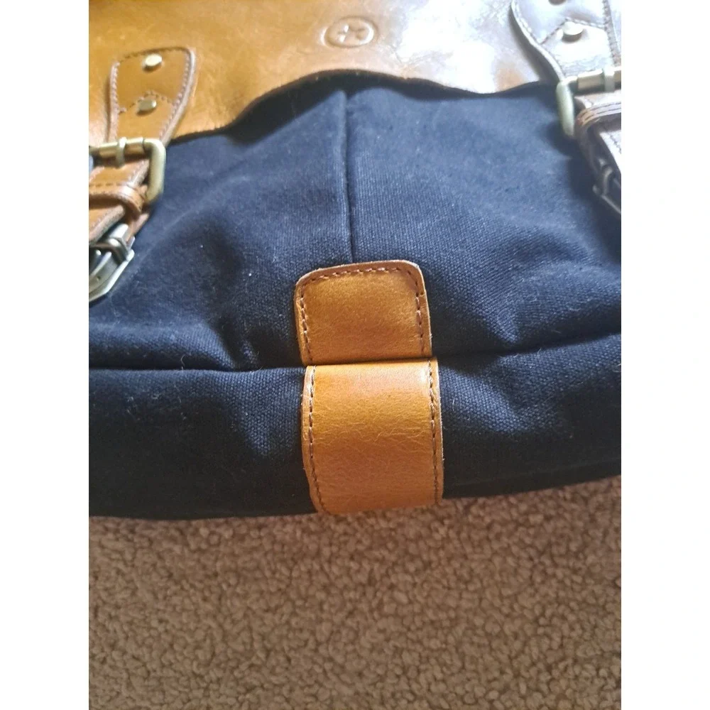 Aaron Leather Goods‎ Prato Canvas Distressed Leather Messenger Laptop Bag 13